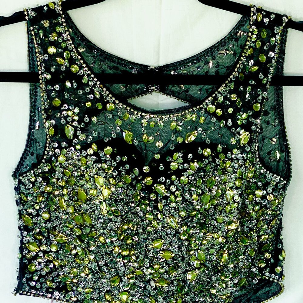 ✨ Dancing Queen Gold & Black Beaded Bustier Top ✨